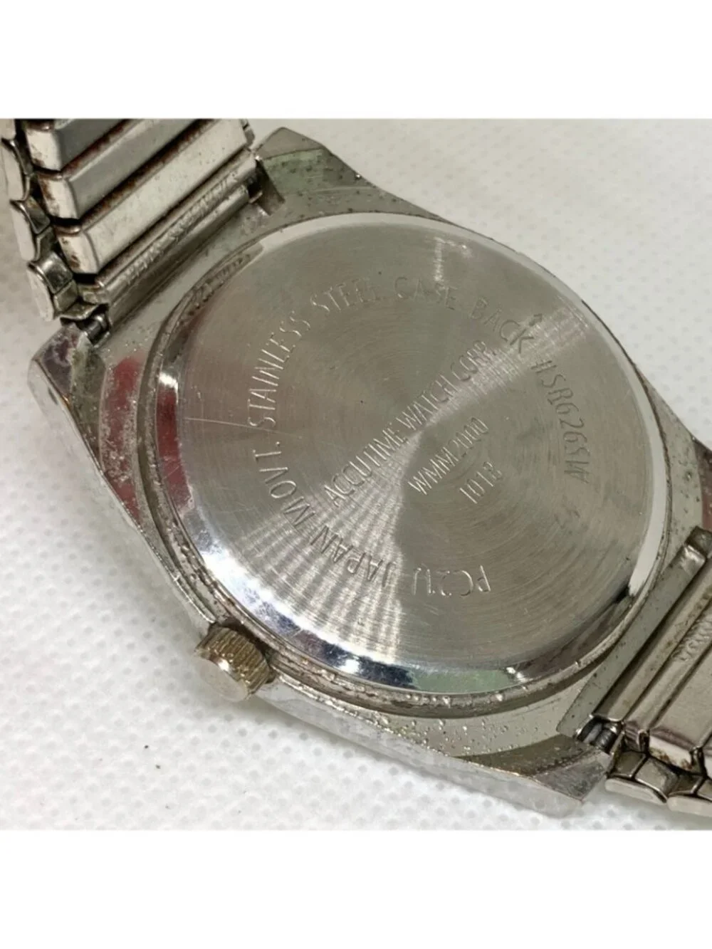 Vintage Accutime corp men’s watch two tone 36mm white dial quartz 7” running